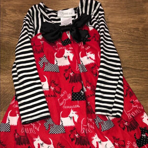 Bonnie Jean Girls 2T Red Dress With Schnauzers